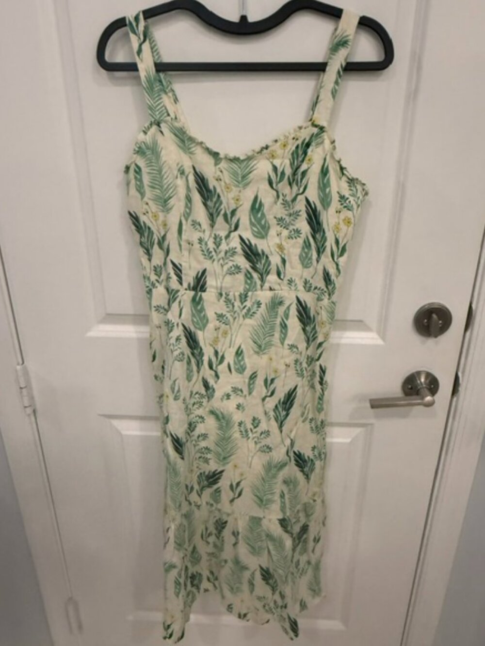 C&C California Leaf Print Linen Midi Dress